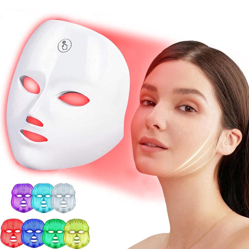 Professional LED Red Light Facial Mask with 7 Color Options - Cordless Design for Home or Salon Use - Ideal Gift for Women and Mothers