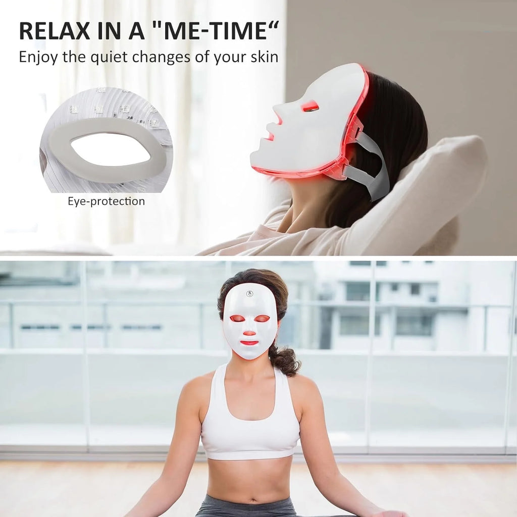 Professional LED Red Light Facial Mask with 7 Color Options - Cordless Design for Home or Salon Use - Ideal Gift for Women and Mothers