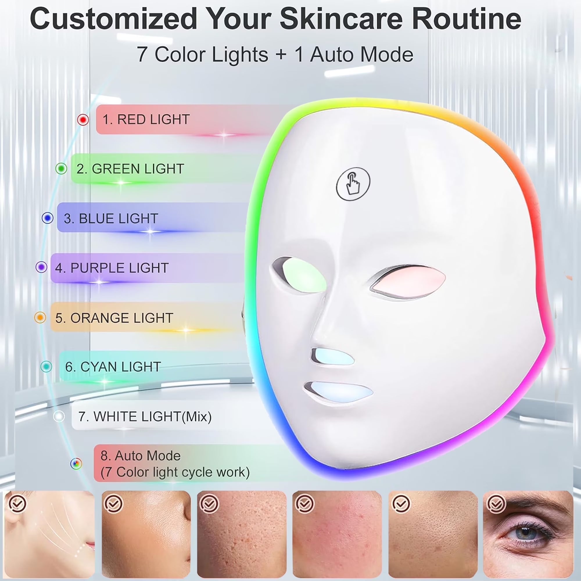 Professional LED Red Light Facial Mask with 7 Color Options - Cordless Design for Home or Salon Use - Ideal Gift for Women and Mothers